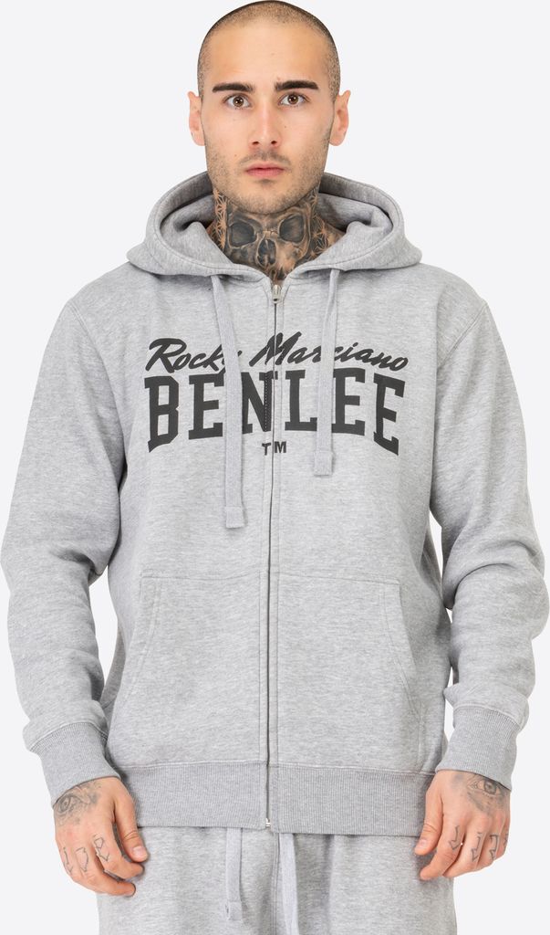 Herren Kapuzensweatjacke mit Reißverschluss normale Passform VITALINO Marl Grey/Black L BENLEE