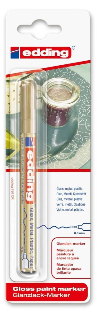 Edding e-780, Goud, Goud, Boete, Fijne punt, Rond, Glas, Productafbeelding 