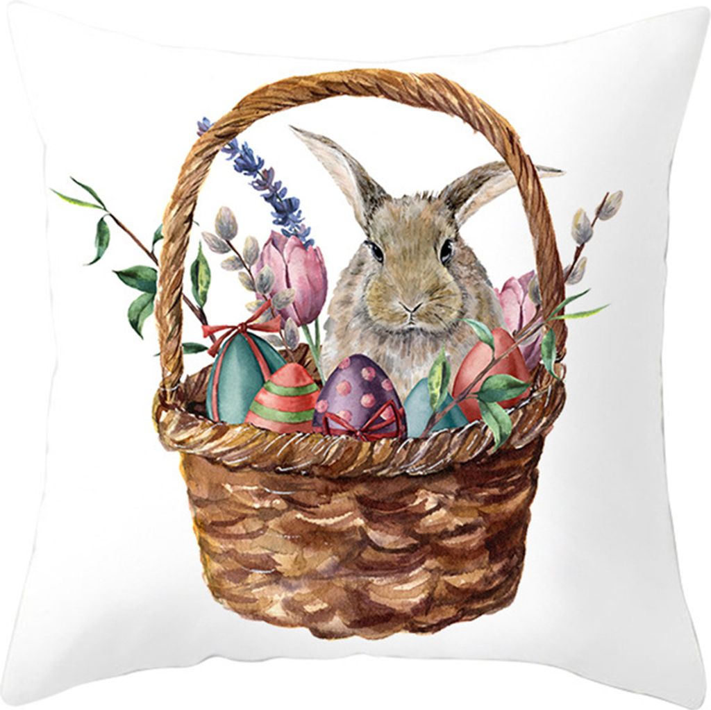 Easter Cartoon Kaninchen Fahrrad Wurfkissenbedeckung Kissen Home Sofa Autodekoration-3#
