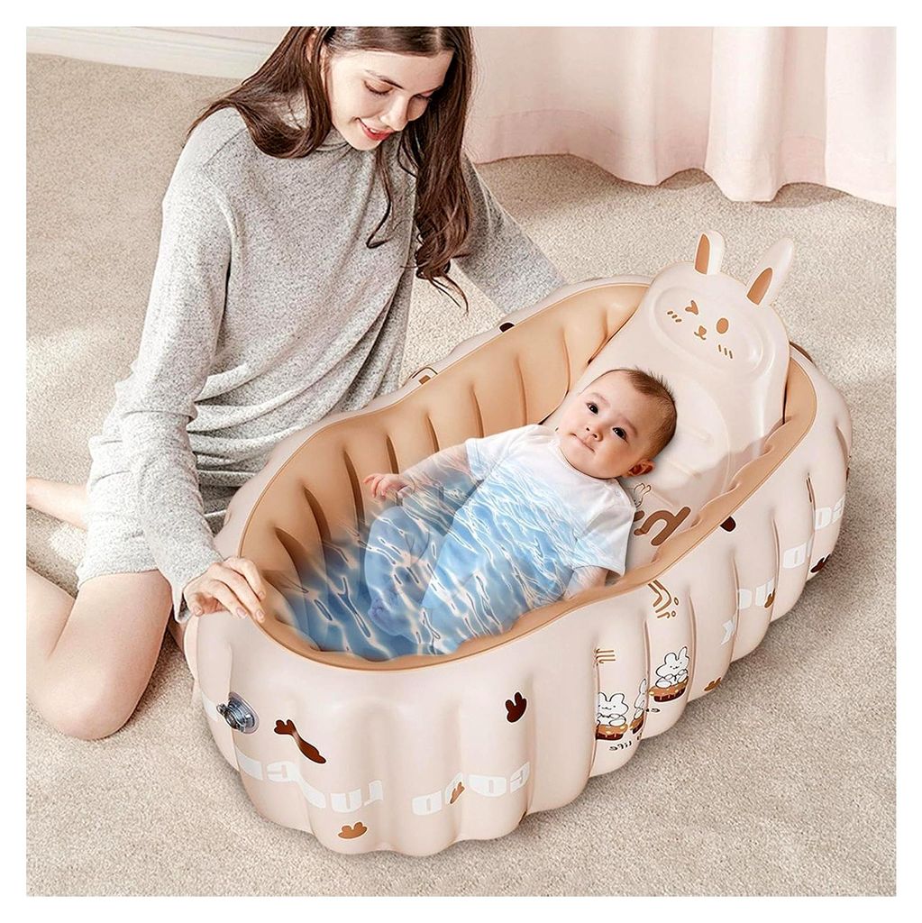 Baby Badewanne - 35,43 Zoll Badesitz zum Schwimmen, faltbares Design mit Luftpumpe, Kinderzubehör für Zuhause, Camping, Urlaub, Unterhaltung, Rei...