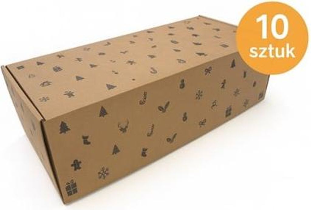 Karton mit Weihnachtsmotiven, 390 x 180 x 120 mm, Geschenkverpackung, 10 Stück