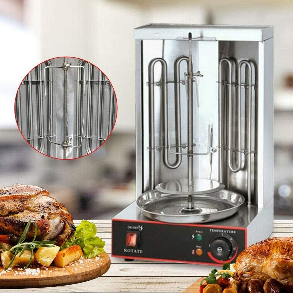 Grill électrique à Kebab / Döner - 2 Tubes Chauffants - Rotation Automatique 6 Rpm - Température 50-300°C - 3KW