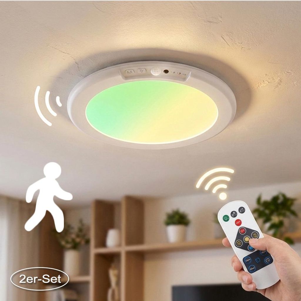 2x Bewegungsmelder Akku Lampe 4200mAh Decke Sensorlicht Produktbild 