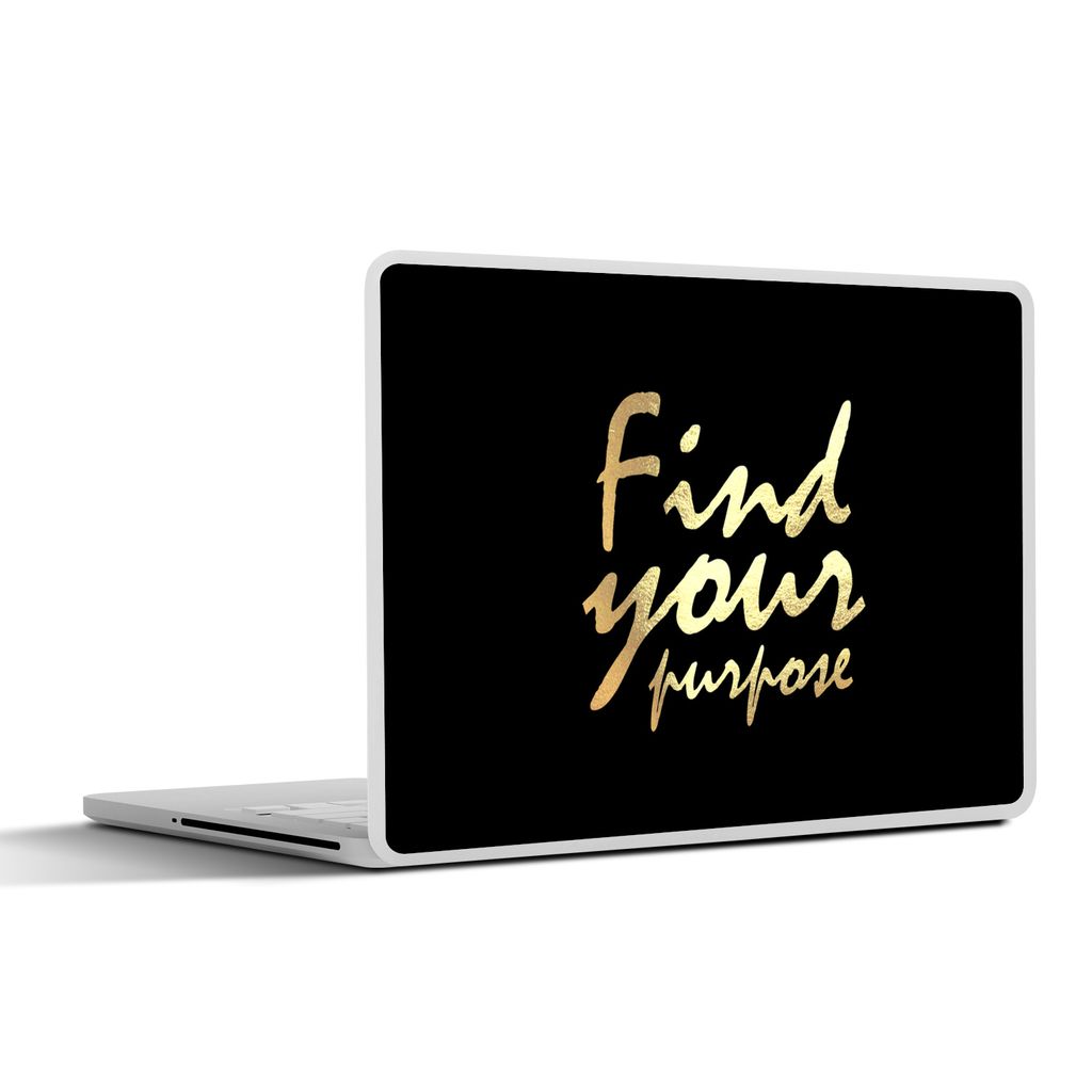 MuchoWow Laptop Aufkleber Sticker Cover Zitat - Ziel - Schwarz - Gold 36.5x27.5 cm - Laptop-Sticker