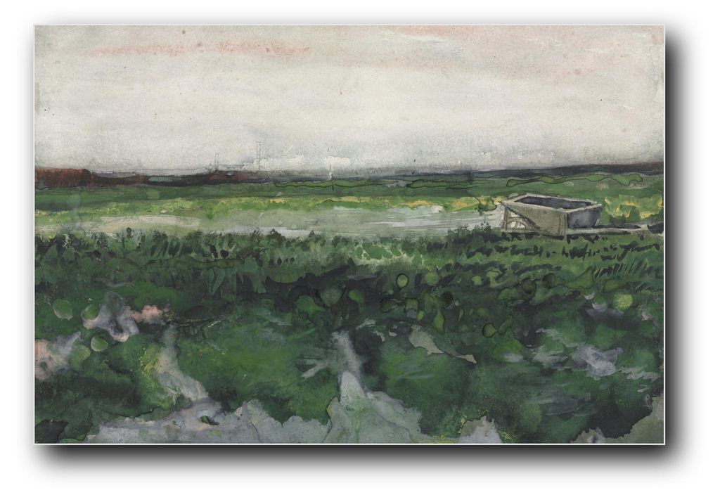 Kunstdruck „Landschaft mit Schubkarre“ von Vincent van Gogh Produktbild 