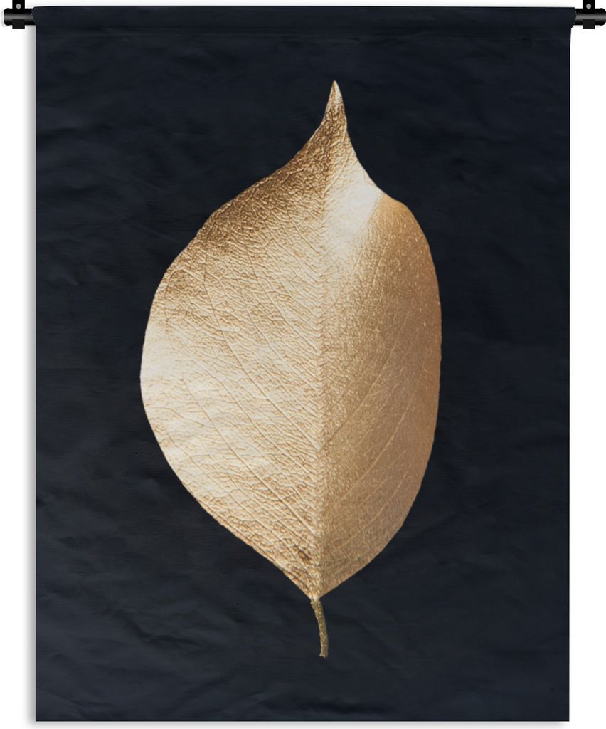 MuchoWow Wandteppich Wandbehang Blätter - Gold - Schwarz - Pflanzen - Luxus 90x120 cm Tapisserie Dekoration Wandtuch - Wanddeko