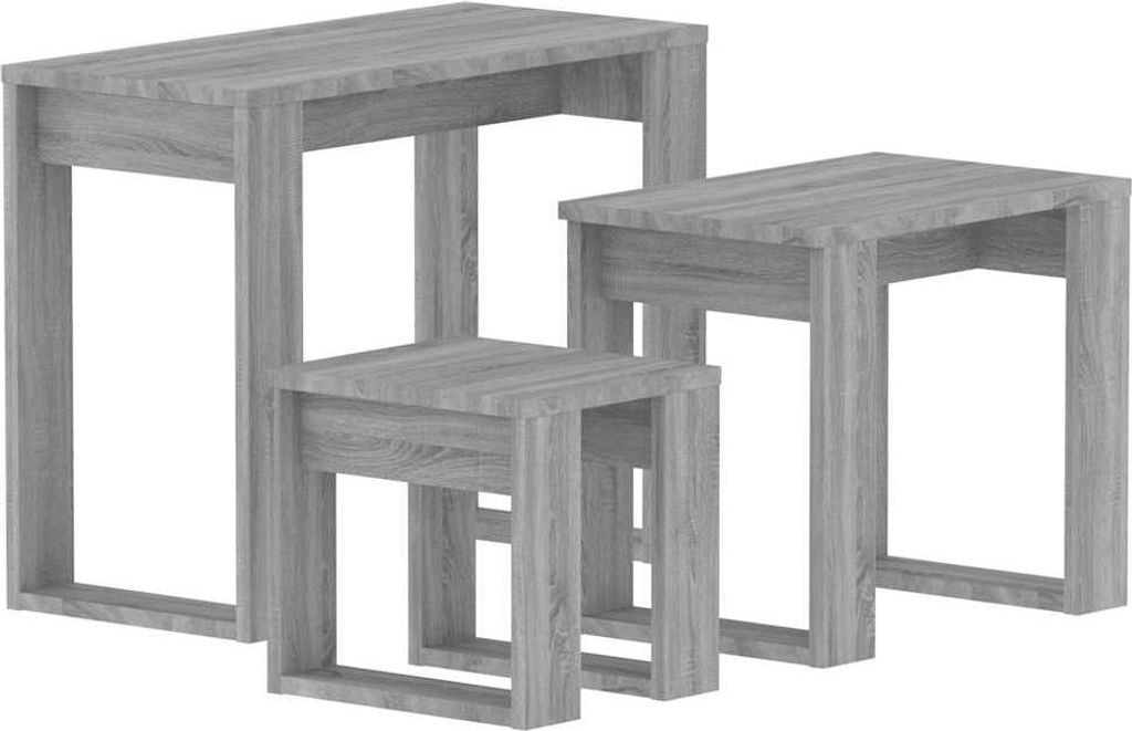 vidaXL Satztische 3 Stk. Grau Sonoma Holzwerkstoff