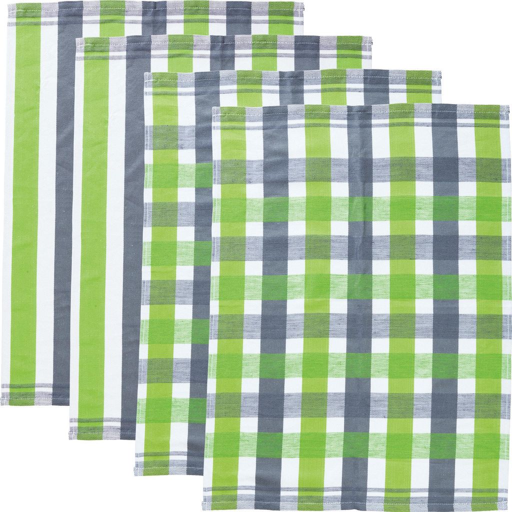 Erwin Müller Geschirrtuch 4er-Pack grün-grau 50x70 cm
