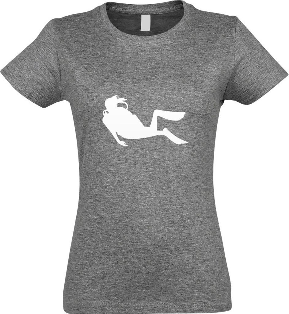 Kiwistar - T-Shirt tailliert - Damen - Graumeliert - Taucher - mit Motiv Bedruckt - Funshirt Design - Sport - Freizeit - Damen - XL