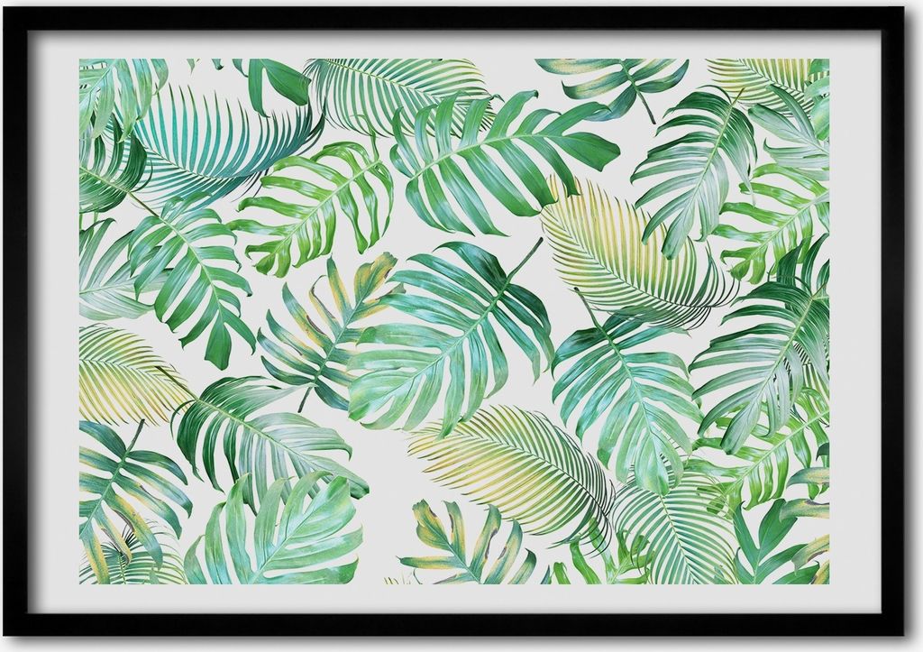 Bild - Bilderrahmen - 100 cm x 70 cm - MDF - Rahmen - Foto - Wandkunst tropische Blätter