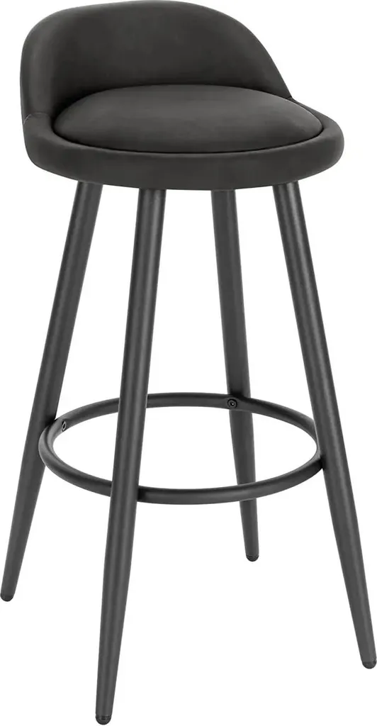 Tabouret haut de bar pour cuisine ou comptoir - Cuir anthracite fixe