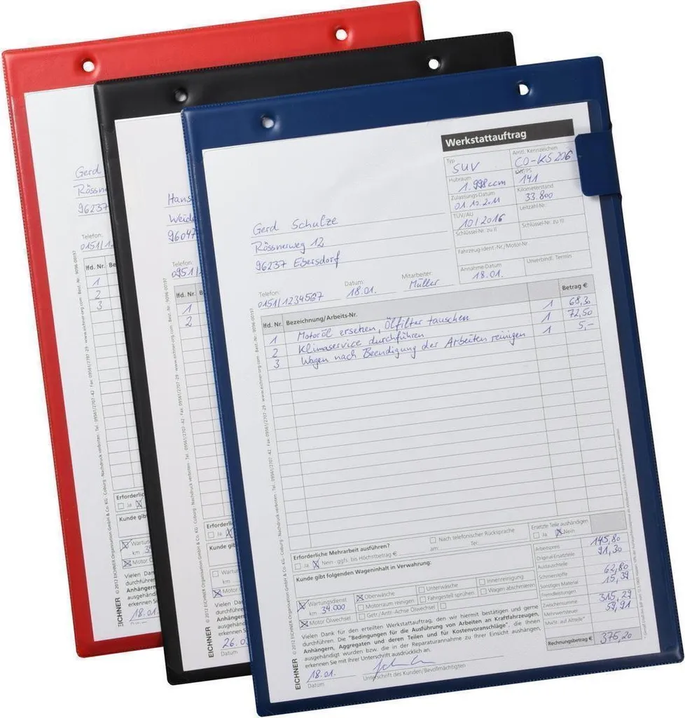Protège-document A4 rouge EICHNER étui de protection plastique x10