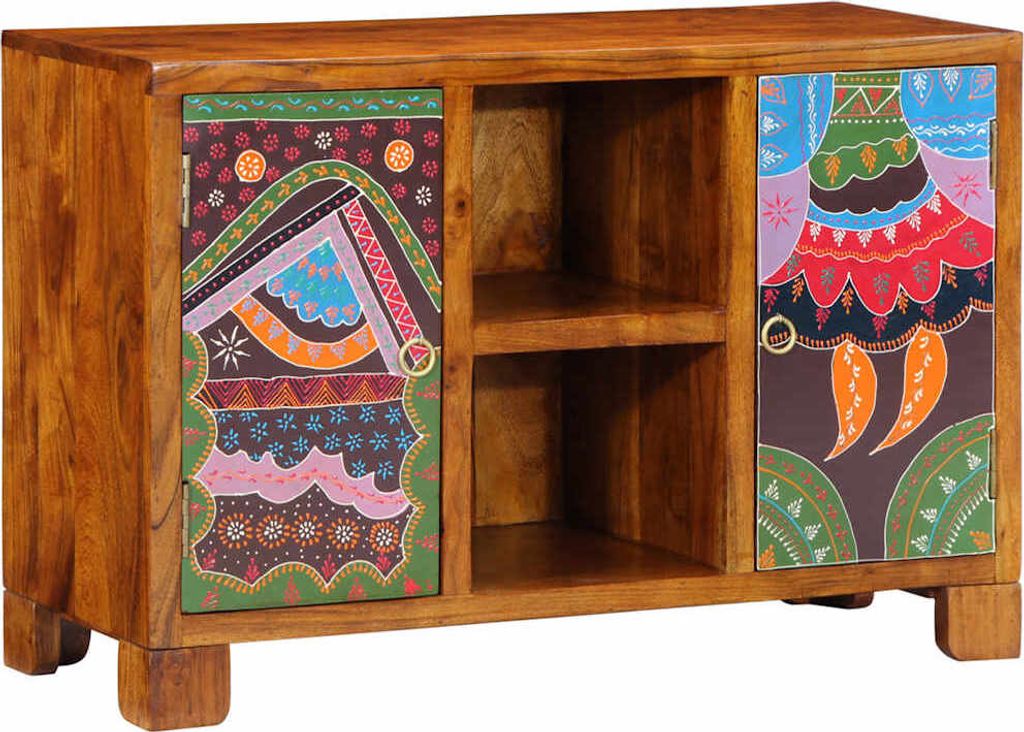 Sideboard Mehrfarbig 90x35x60 cm Massivholz Akazie