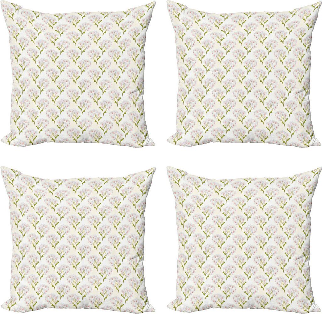 ABAKUHAUS Orchideen Kissenbezug Set (4 Stück), Phalaenopsis Weiße Blumen, Moderner Doppelseitiger Digitaldruck, 60 cm x 60 cm, Olivgrün Ivory Pink