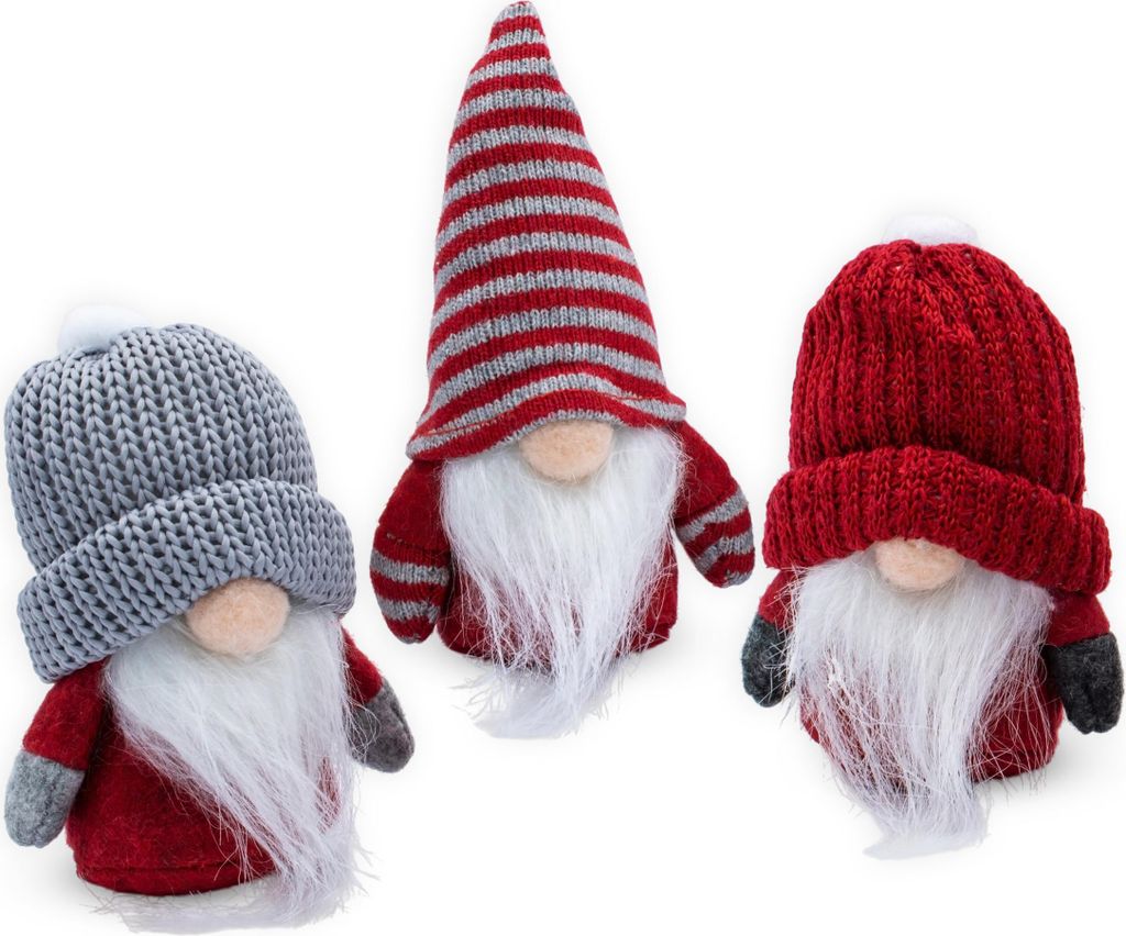 Weihnachtswichtel Figur mit Pudelmütze 13 cm - 3er Set - Produktbild 