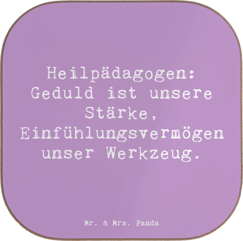 Mr. & Mrs. Panda Untersetzer für Gläser Spruch Heilpädagogin Geduld - Lavendeltraum - Geschenk, Berufe, Werkzeug, Beruf, Tassenuntersetzer, glä...