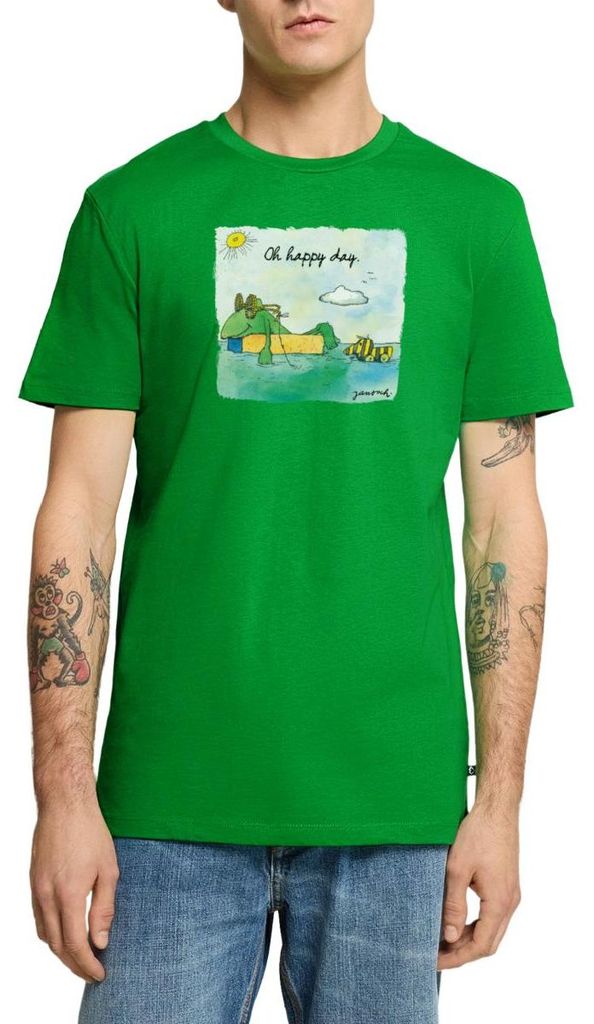 Spreadshirt Janosch Günter Tigerente Oh Happy Day Am See Männer Premium T-Shirt, XS, Grün