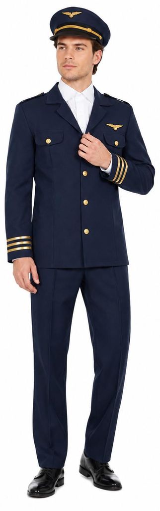 Piloten Kostüm "Robert "für Herren | Anzug mit Mütze Produktbild 