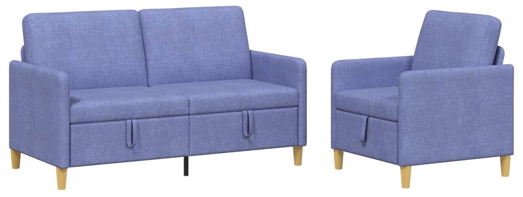 vidaXL Sofa Set mit Stauraum 2 pcs Jeans blau Polyester