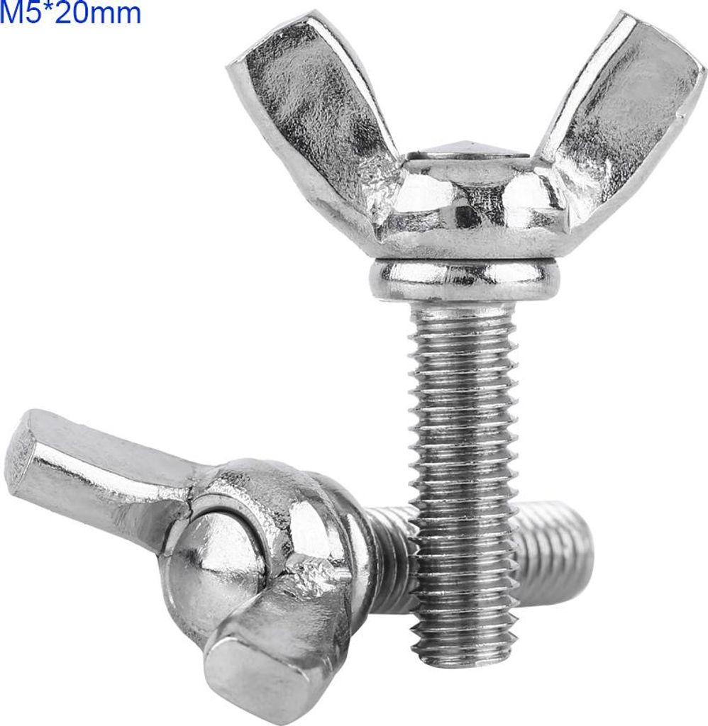 5 Stück Beutel 304 Edelstahl Flügel Schmetterlingsschrauben Bolzen Maschinenreparaturzubehör (M5 * 20 mm)