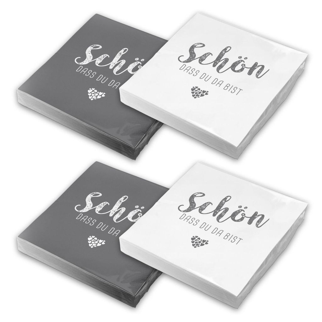 itenga 80x Serviette Schön dass du da bist (40x taubengrau Produktbild 