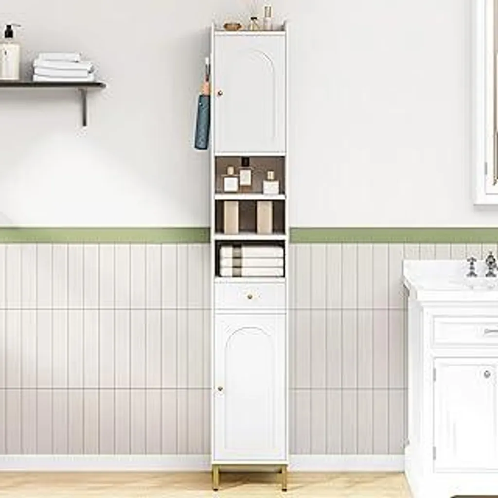 Mobile Bagno Alto Hzuaneri Bianco BC29013G | Armadio Salvaspazio