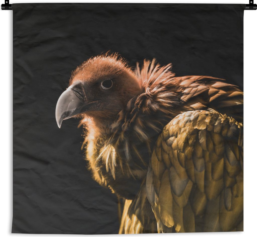 MuchoWow Wandteppich Wandbehang Geier - Gold - Schwarz 150x150 cm Tapisserie Dekoration Wandtuch - Wohnaccessoires - Modernes
