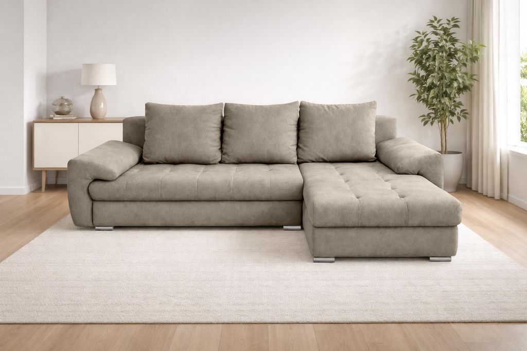 AX LIVING Manisa, woonkamerbank, L-vormig, lichtbruin Productafbeelding 