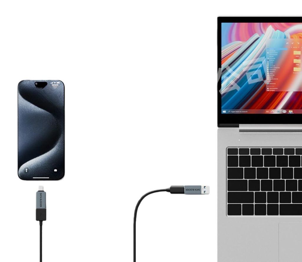 INF 2er-Pack USB-C Datenblocker Adapter: Schutz vor Datendiebstahl, Silber