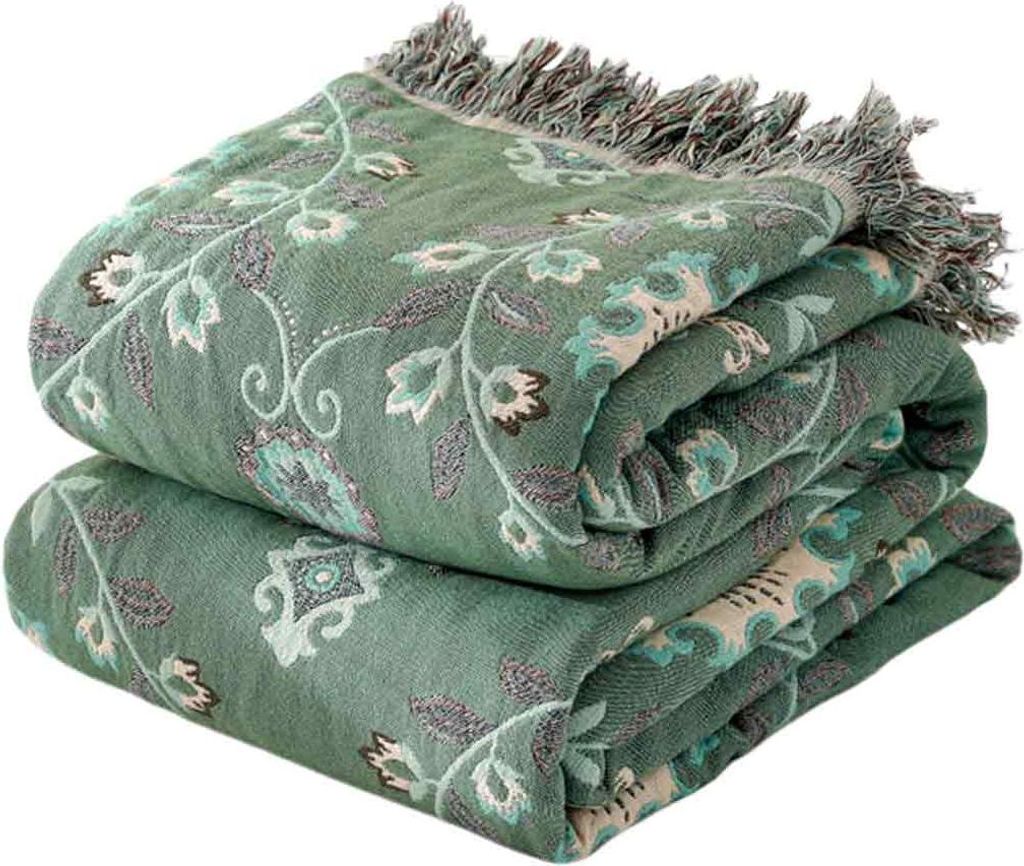 Boho-Tagesdecke fürs Bett – Ultraweiche Baumwolldecke im Landhausstil – Herbstliche Decke mit Vogel- und Blumenmuster, große Bettdecke