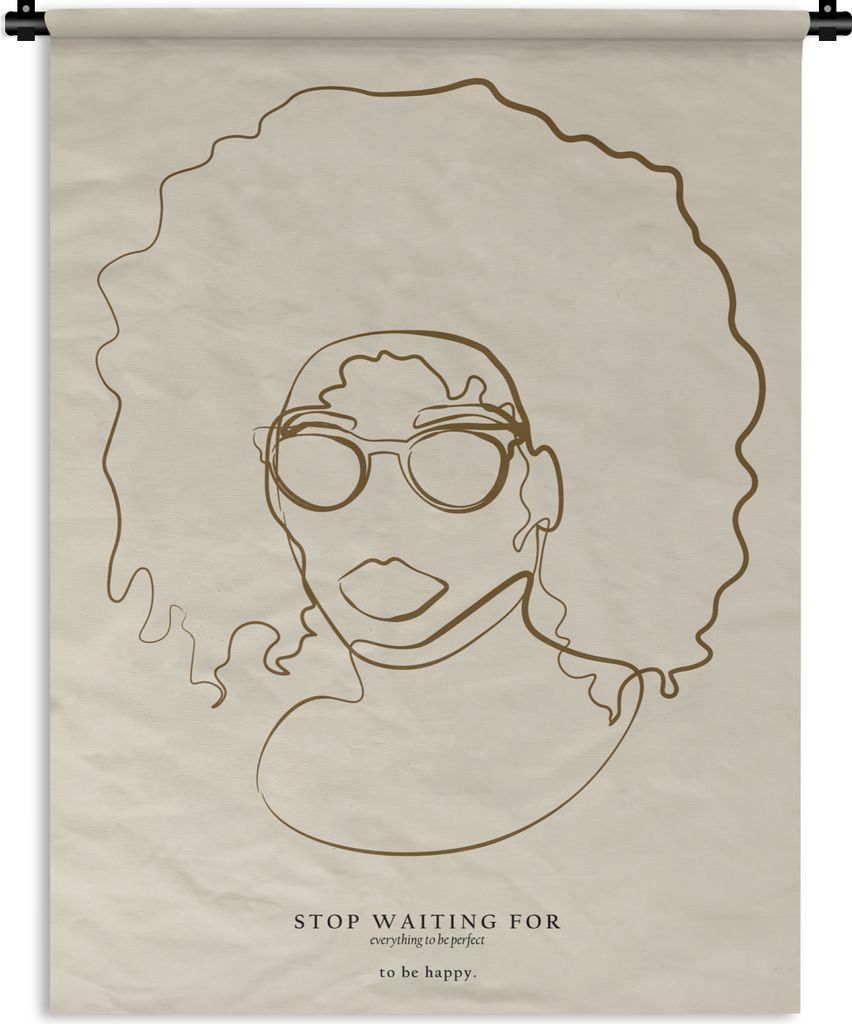 MuchoWow Wandteppich Wandbehang Linienkunst - Frau - Text - Zitate 90x120 cm Tapisserie Dekoration Wandtuch - Wanddeko