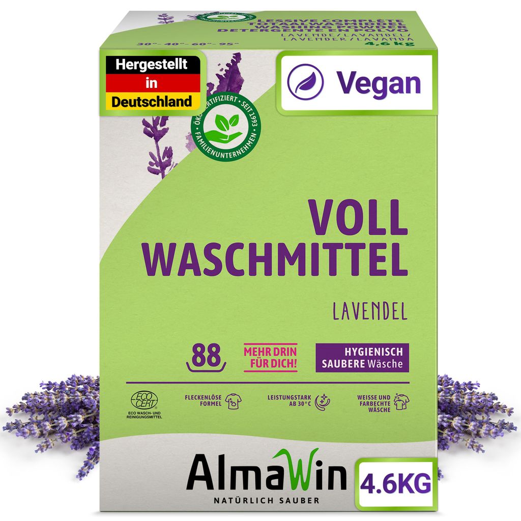AlmaWin® Vollwaschmittel Pulver [4,6kg - 88 Ladungen] mit Produktbild 