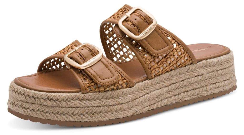 Tamaris Plateau Pantoletten Damen 32313932343839 Braun 39 EU