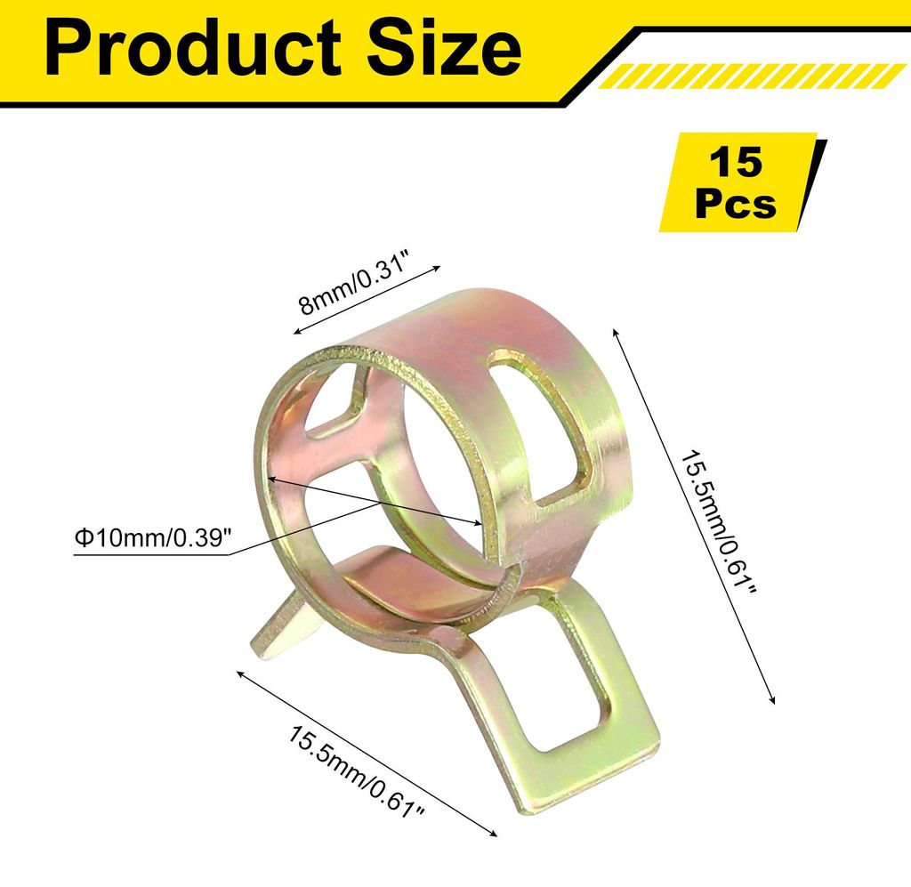 15 Stk. Schlauchschellen, 10mm ID Benzinschlauch Schellen, Kraftstoffleitung Rohrschellen, Wasserleitung Luftschlauch Schlauchschelle Fastener, Far...