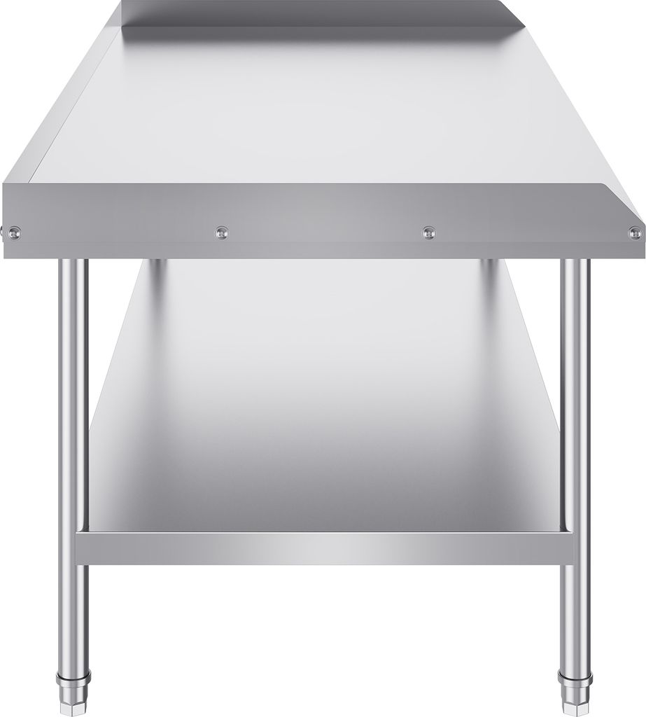 SucceBuy 30 x 60 x 26 Zoll Arbeitstisch aus Edelstahl, robuster kommerzieller Tisch zur Lebensmittelzubereitung mit 3-seitiger Spritzwand. Höhenve...