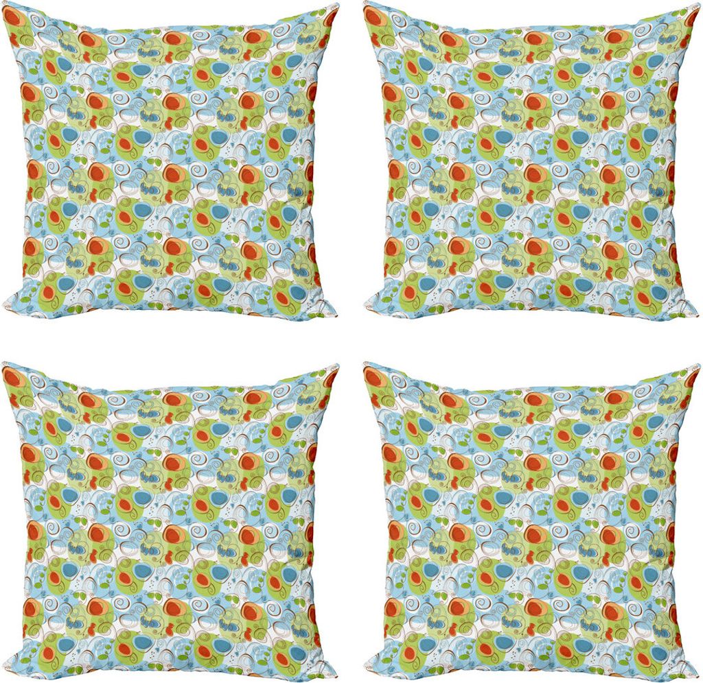 ABAKUHAUS irre Kissenbezug Set (4 Stück), Wunderliches Gekritzel-Strudel, Moderner Doppelseitiger Digitaldruck, 45 cm x 45 cm, Mehrfarbig