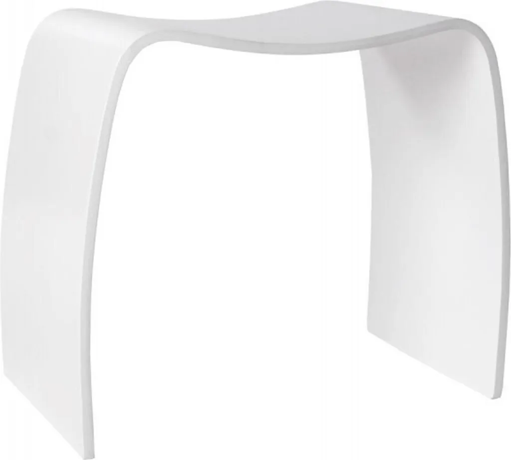 Tabouret Bois Blanc Wave Salon Stable Anti-Rayures Fauteuil Bas