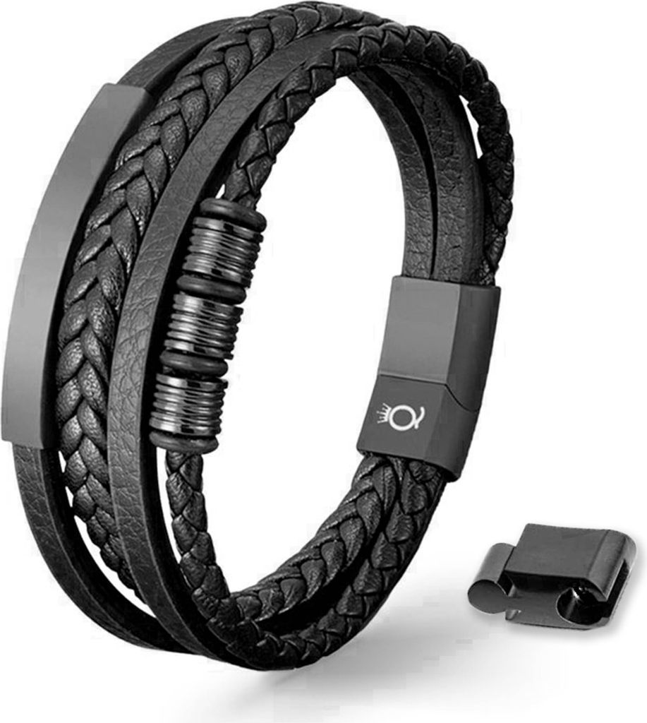 UNIQAL | Lederarmband Herren "BLACK SHAPE" Mens Leather Produktbild