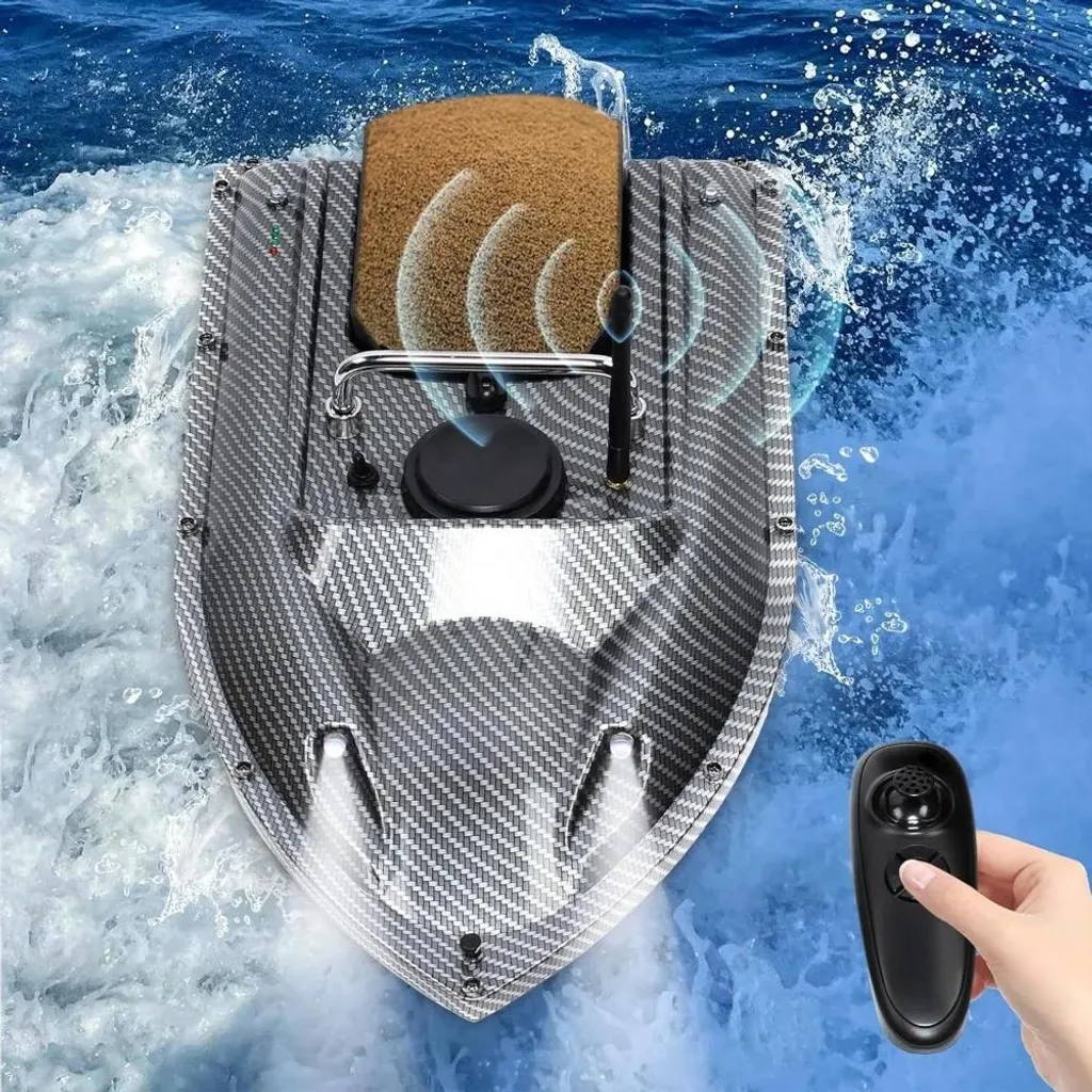 Bateau de pêche télécommandé 500m Noir - Idéal pour carpes et étangs