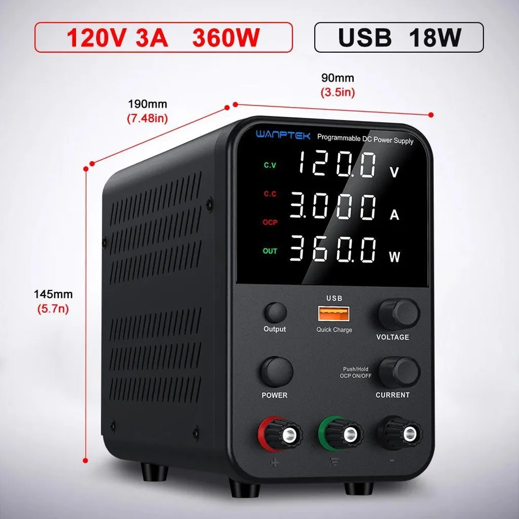Alimentatore da laboratorio, tensione regolabile, elevata potenza di uscita, WPS1203H 120 V 3 A - 2
