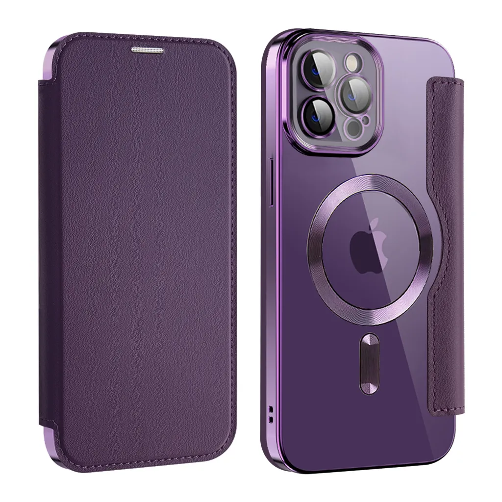 Cover iPhone 12 Pro Viola con MagSafe e Slot Carte - Trasparente - 2