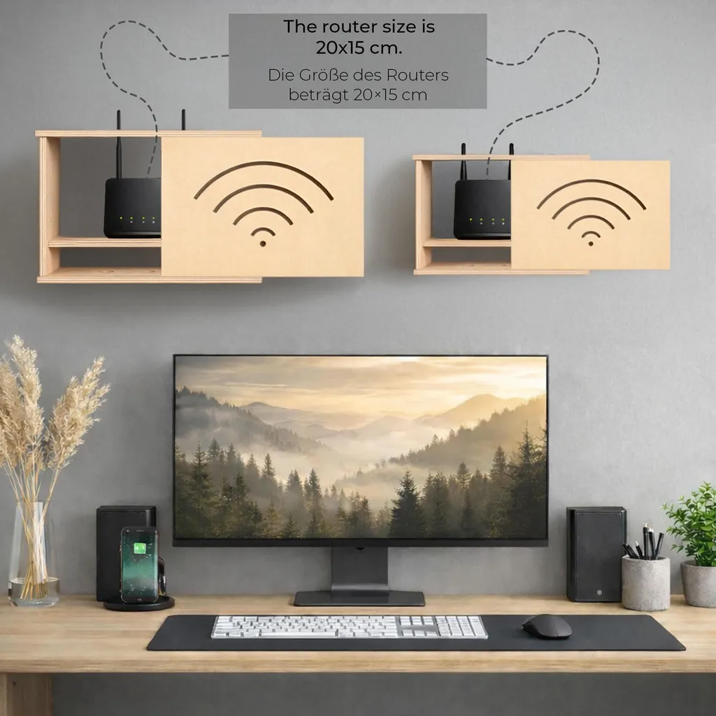 Couvercle pour Routeur et Cache-Câble Mural - Solution Rangement Wi-Fi - 2