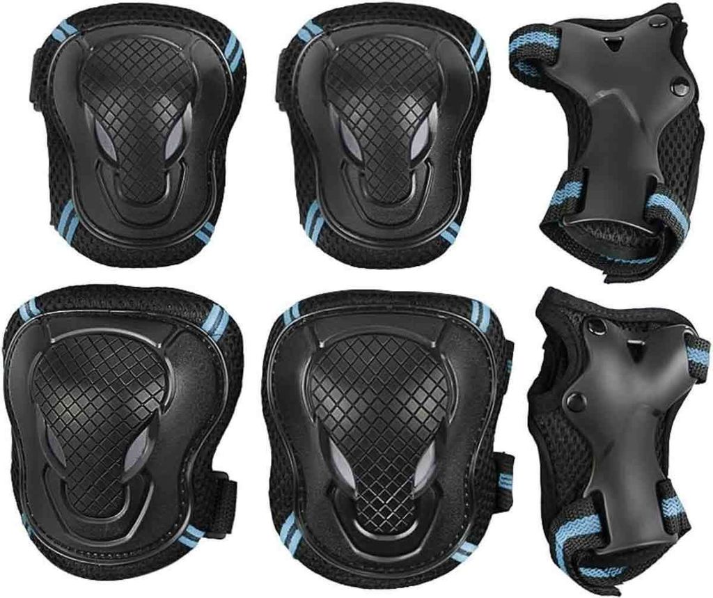 Komplettes Schutzausrüstungsset für Erwachsene, Knieschützer und Ellbogenschützer mit Handgelenkschützern für Skateboards, Skates, Fahrräder...