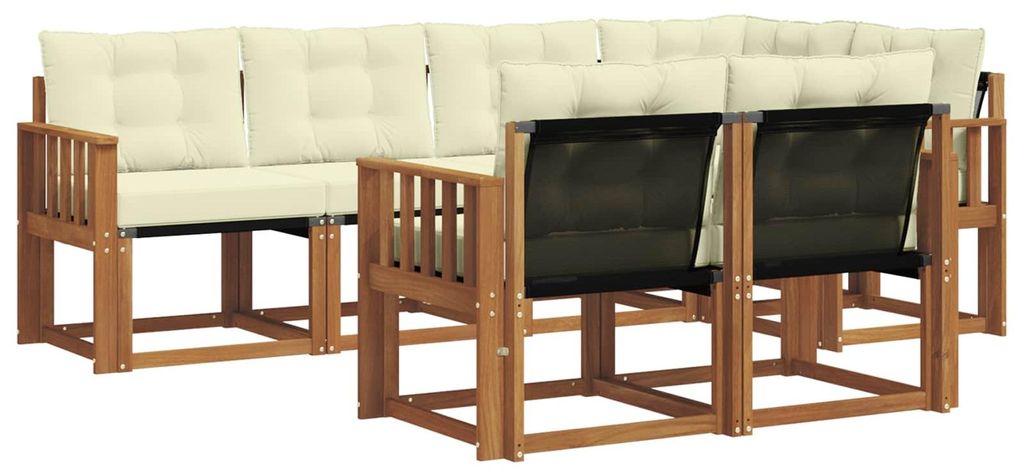 vidaXL Outdoor-Sofagarnitur mit Kissen 7 pcs Natur und Creme