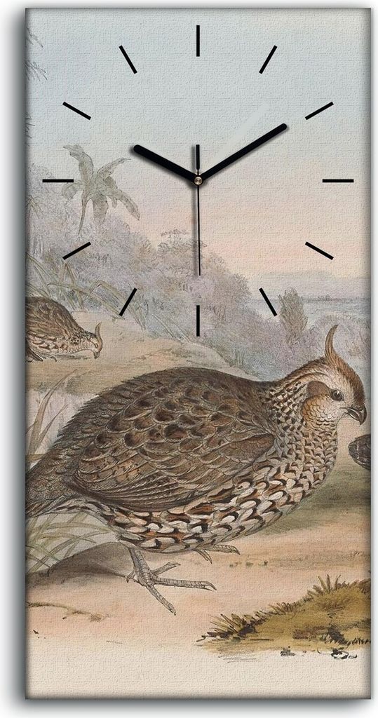 Leinwand Uhr Küche Wohnzimmer Bild 30x60 Vögel Wild Tiere Zeichnung Kunst - schwarze Hände