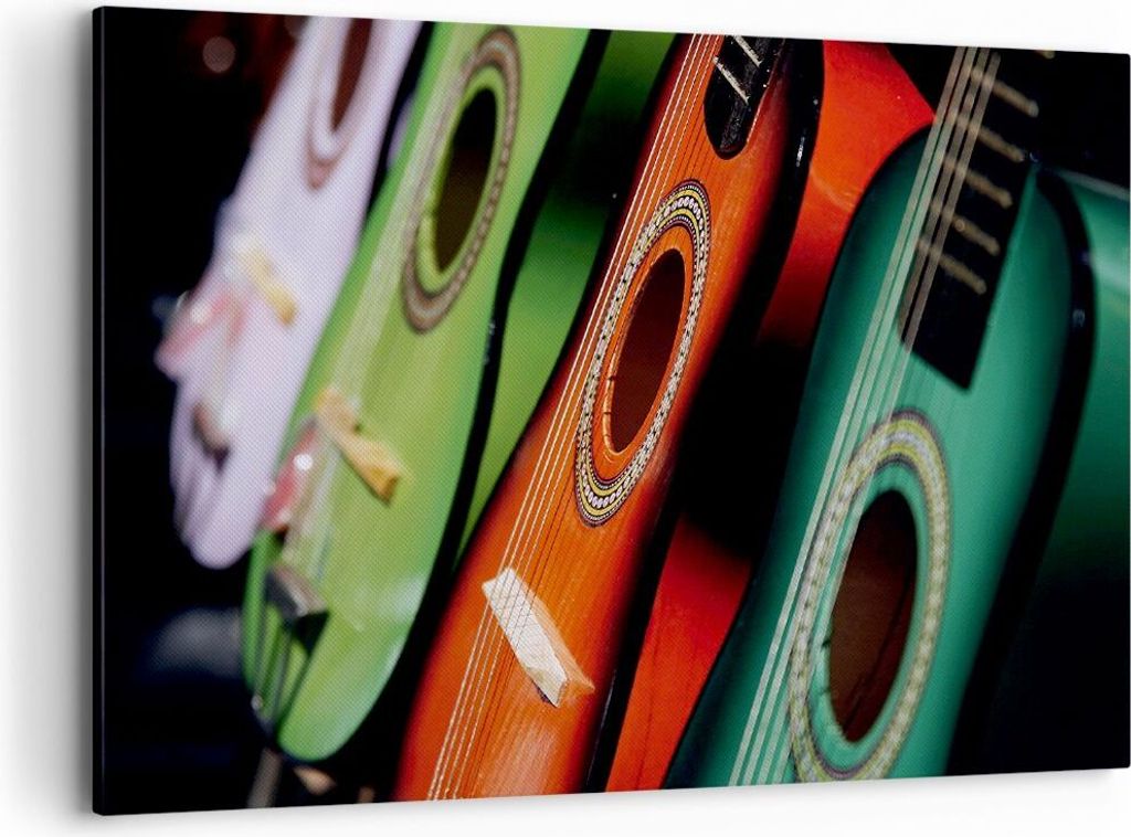 Bild auf Leinwand - Leinwandbild - Gitarre Musik Instrument - 120x80cm - Wand Bild - Wanddeko - Leinwanddruck - Bilder - Kunstdruck - Wanddekoratio...