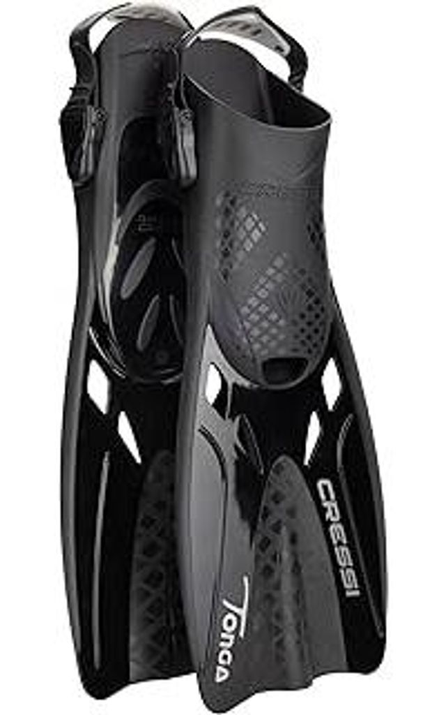 CRESSI Tonga Fins/Set - Leichte Verstellbare Kurze Flossen oder Set Kurze Flossen + Vollgesichtsmaske Baron mit breitem Sichtfeld , perfekt zum Sch...