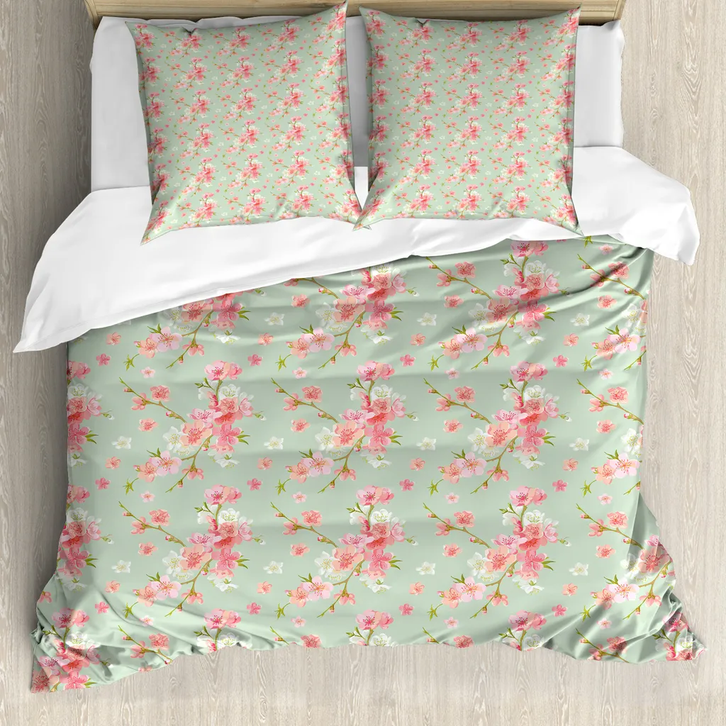 Set Copripiumino 155x220 Antiacaro ABAKUHAUS Rosa Menta Shabby