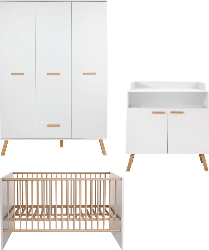 trendteam Babyzimmer 3-teilige Kombination Mats Weiß Produktbild 