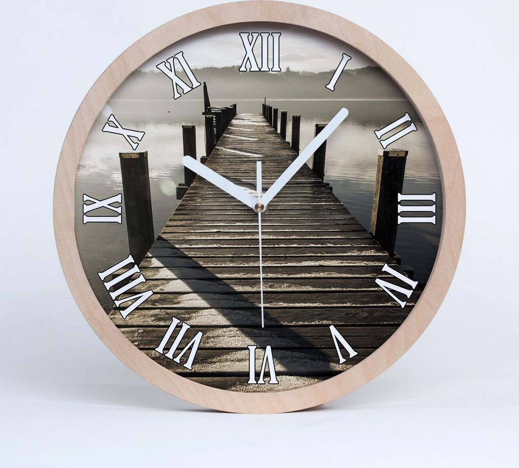 Holzuhr 20fi cm wanduhr - weiße Spitzen - Holzsteg Produktbild 